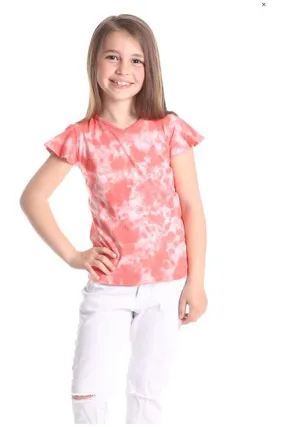 Girls Coral Tie Dye T Shirt