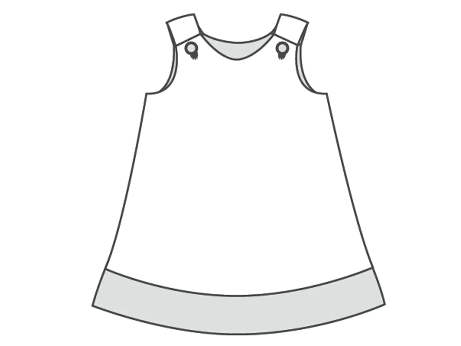 Girls pinafore dress pattern with hem and buttons STEFFI by Patternforkids. Easy girls tunic dress paper sewing pattern for baby and kids