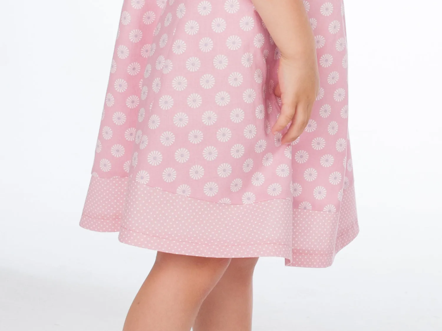 Girls pinafore dress pattern with hem and buttons STEFFI by Patternforkids. Easy girls tunic dress paper sewing pattern for baby and kids