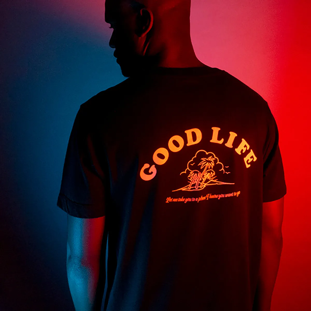 Good Life Peach Print - Longline - Black