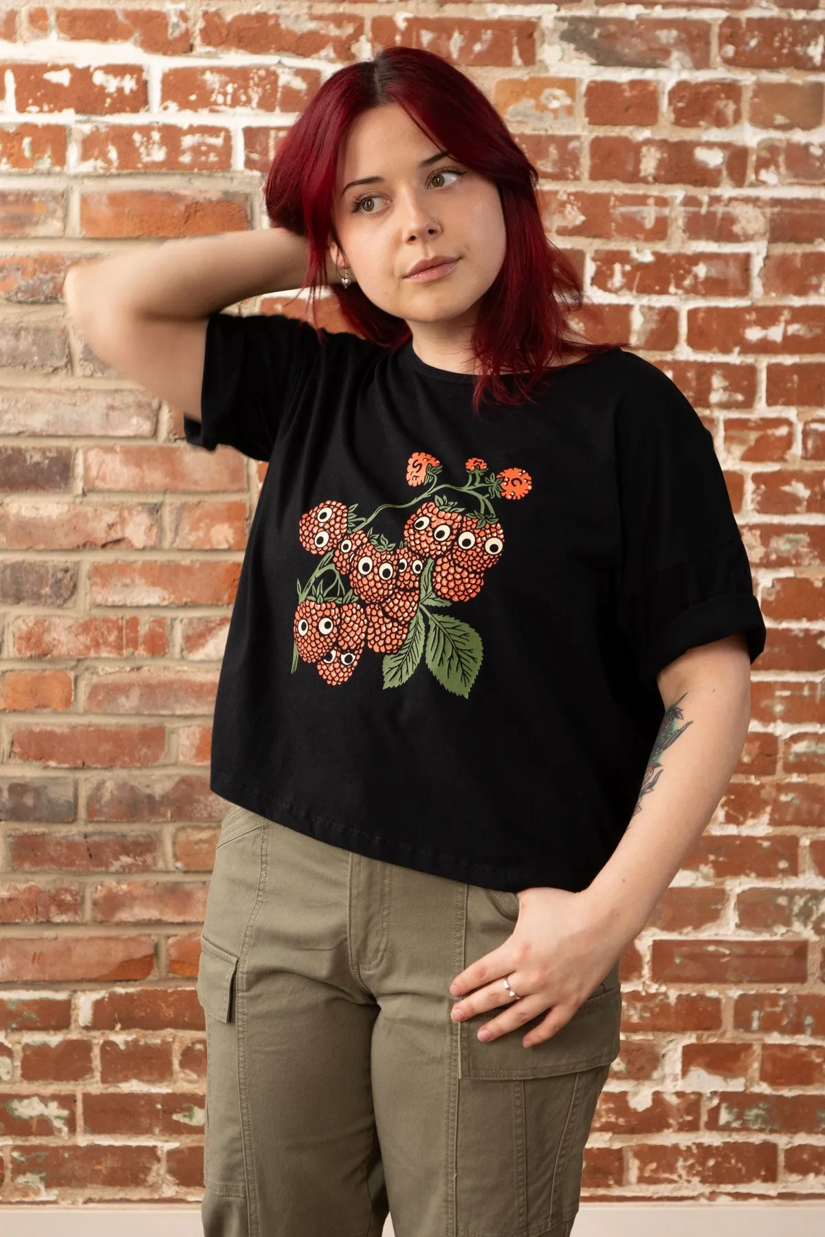 Googly Raspberries - Crop Loose Tee