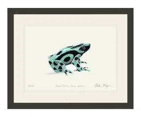 Green and Black Poison Dart Frog Original Watercolor Painting, NEW