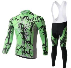 Green Bamboo Long Sleeve Cycling Jersey Set