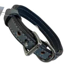 Green Hill Padded Dog Collar in Grey/Black - Small