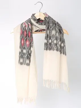 Grey Handloom Ikat Stole