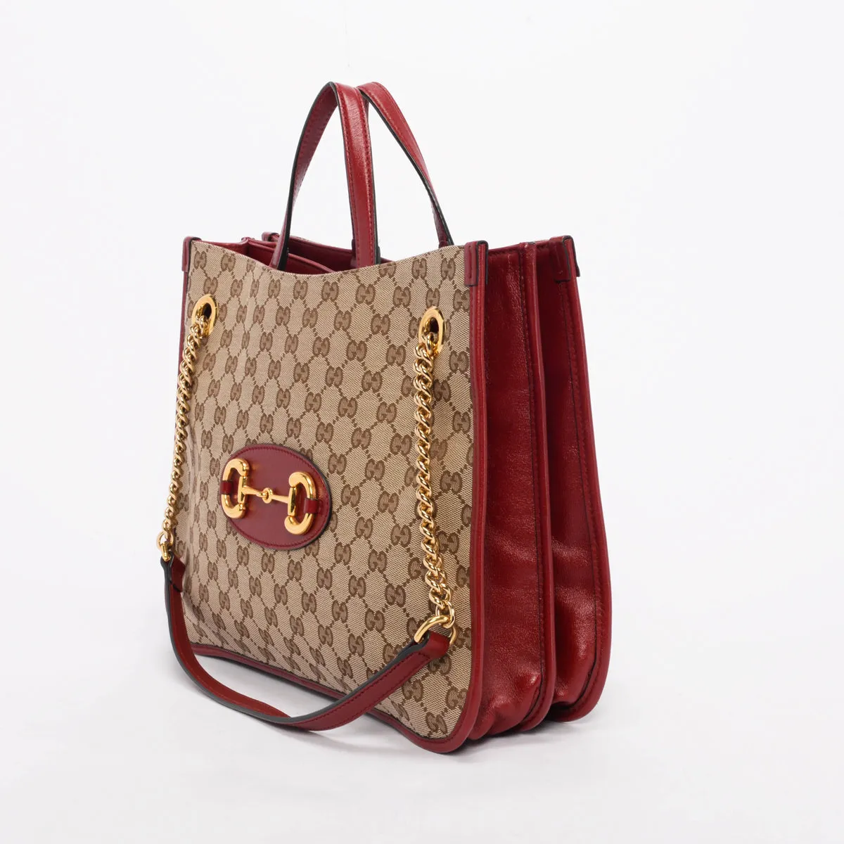 Gucci Red GG Canvas Horsebit Tote