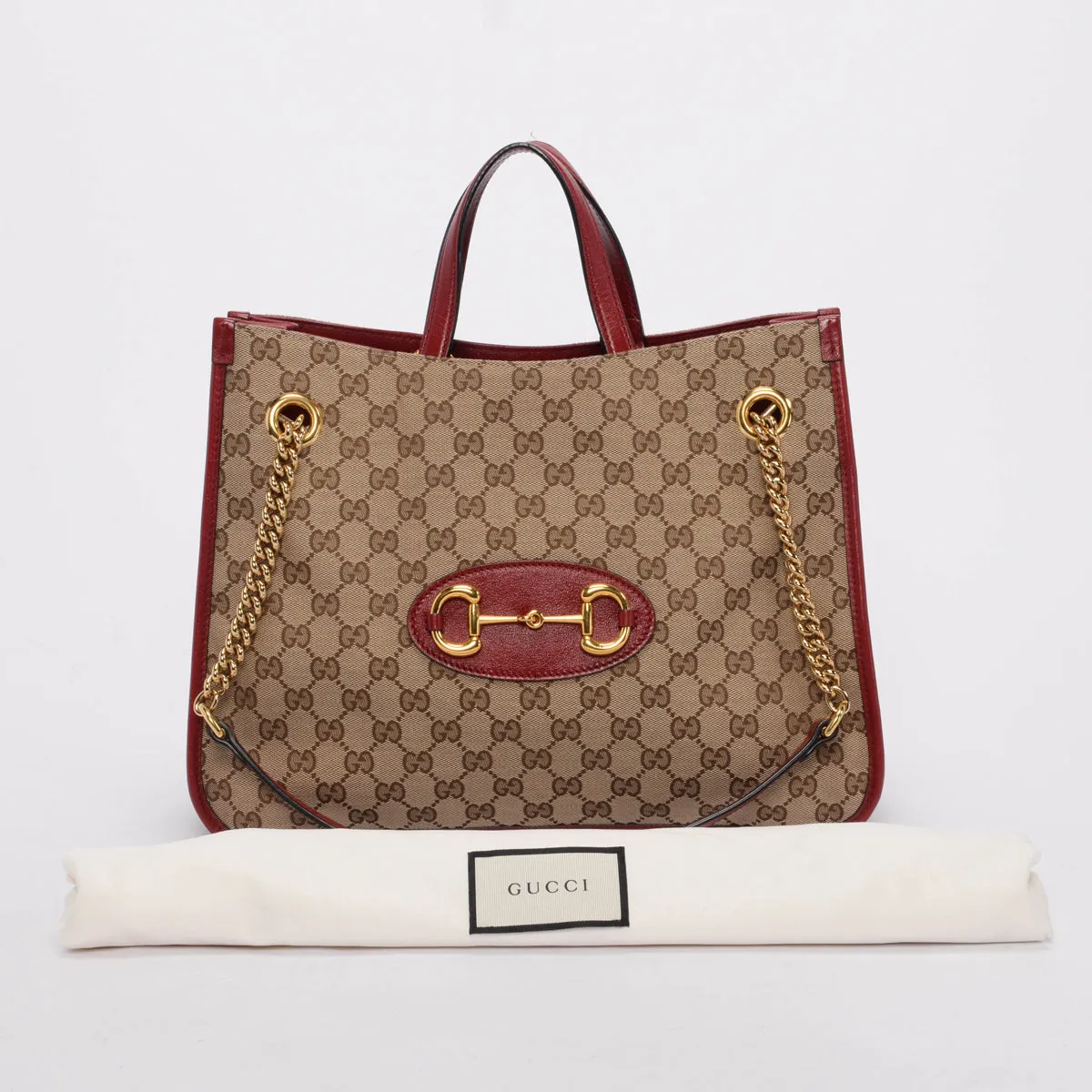 Gucci Red GG Canvas Horsebit Tote