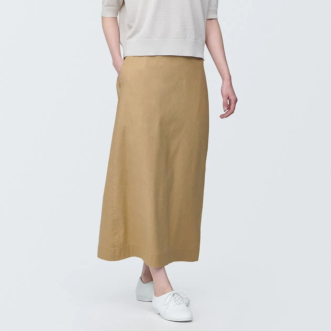 Hemp Blend Stretch Straight Maxi Skirt