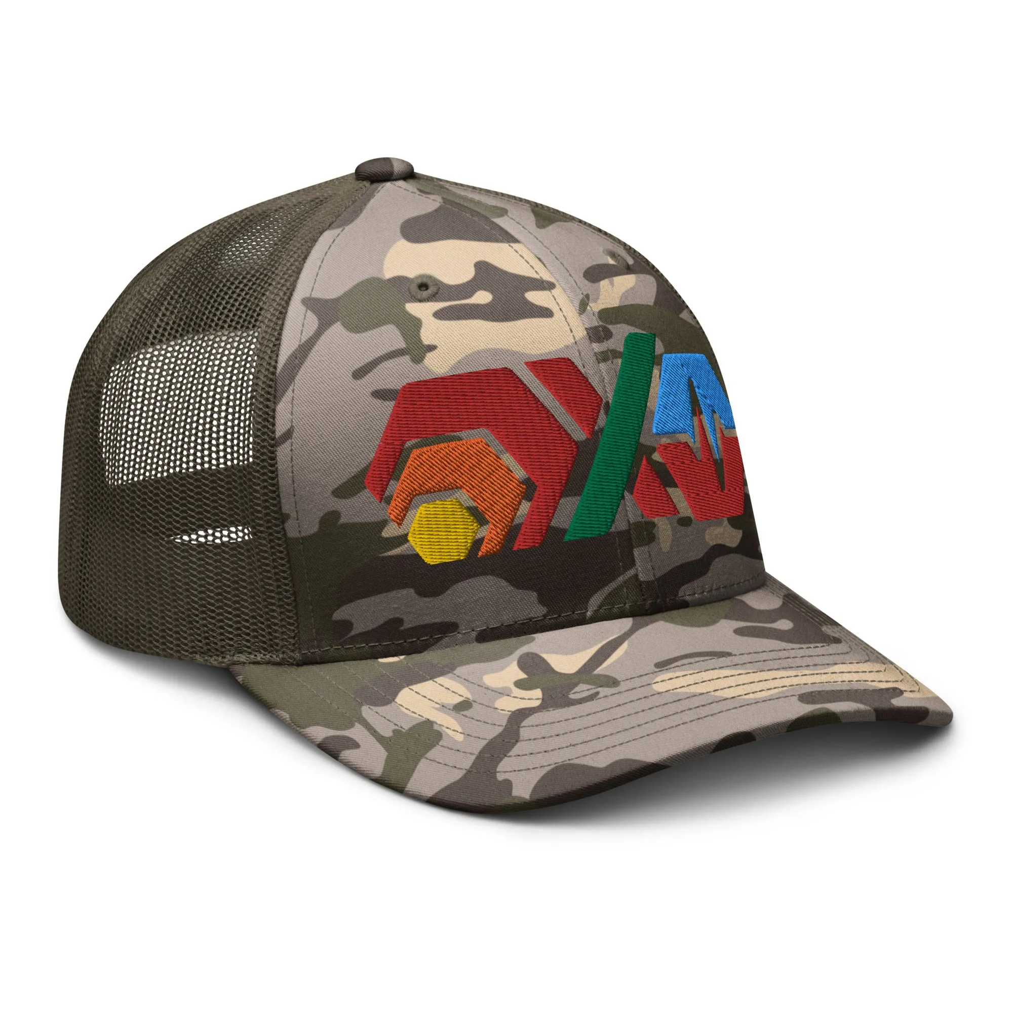 HEX PulseX and PulseChain Camouflage Trucker Hat (Embroidered)