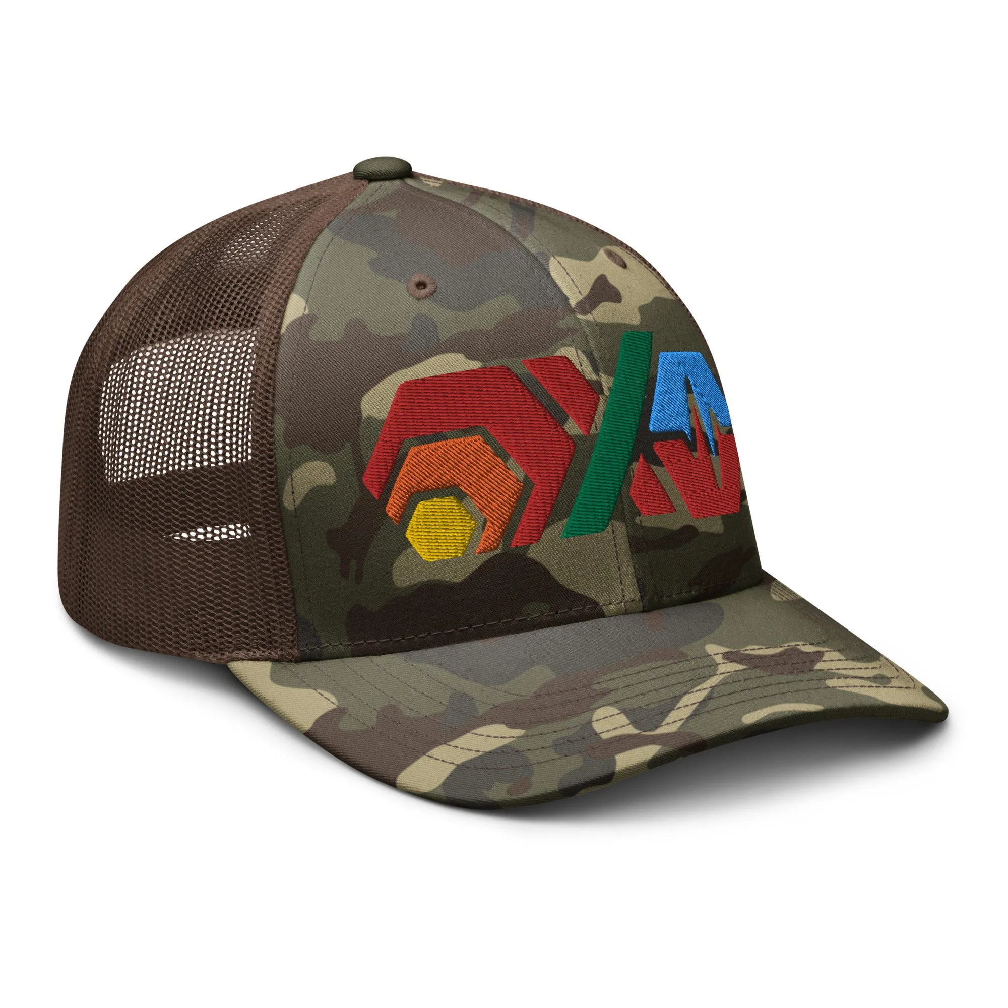 HEX PulseX and PulseChain Camouflage Trucker Hat (Embroidered)