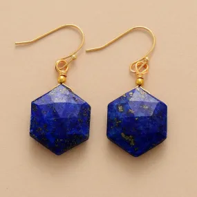 Hexa Lapis Lazuli Drop Earrings