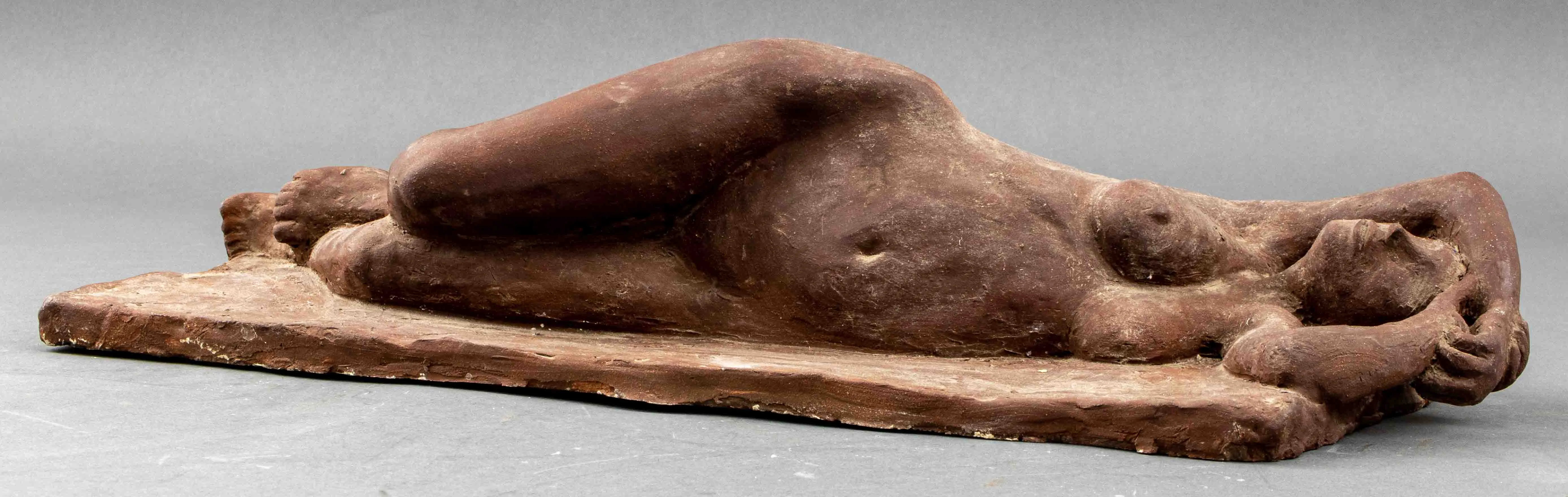 Illegibly Signed Terracotta Sculpture of a Nude