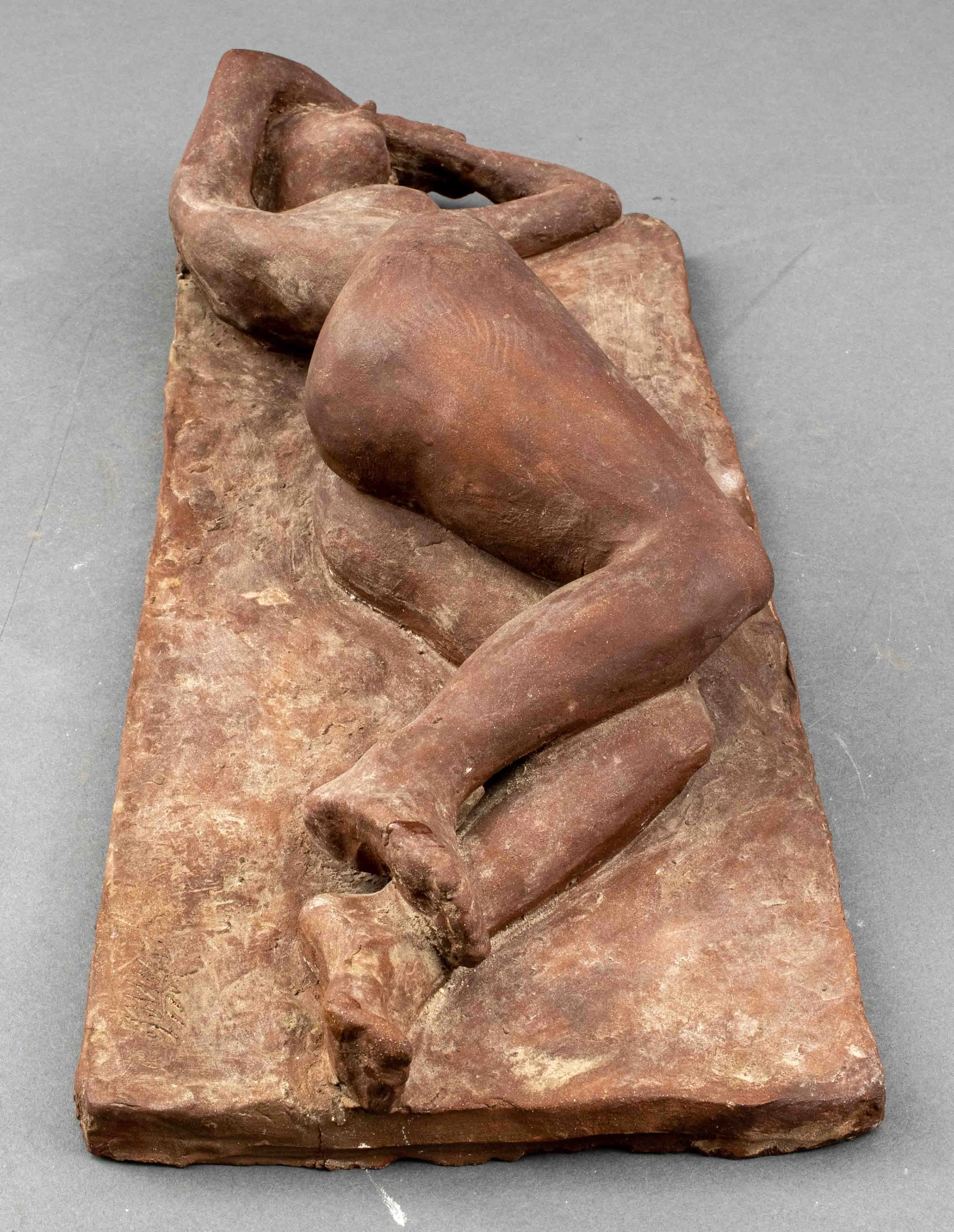 Illegibly Signed Terracotta Sculpture of a Nude