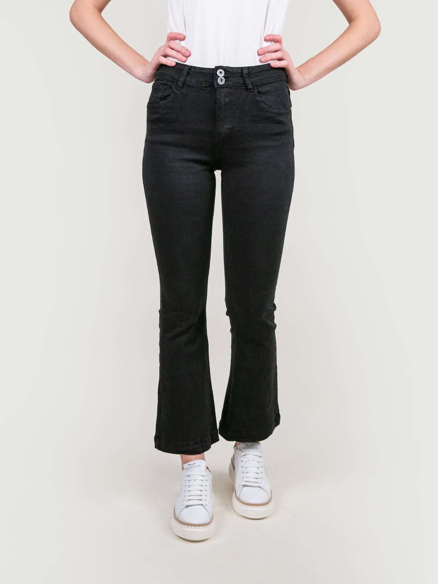 JEANS A ZAMPA ELASTICIZZATO IN DENIM NERO