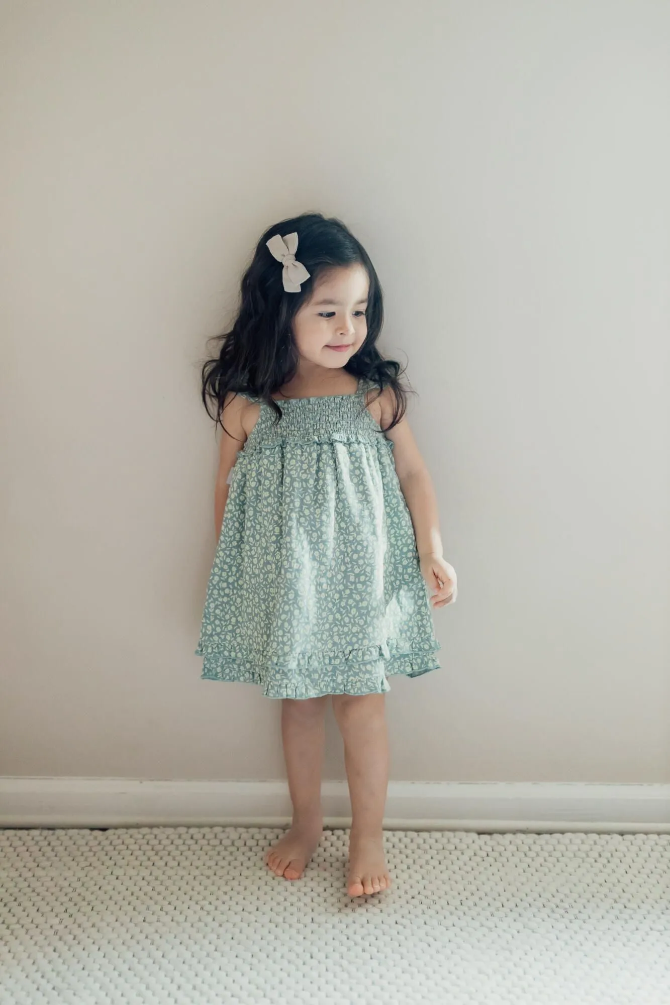 Kid's Printed Muslin Summer Dress in Lagoon Floral