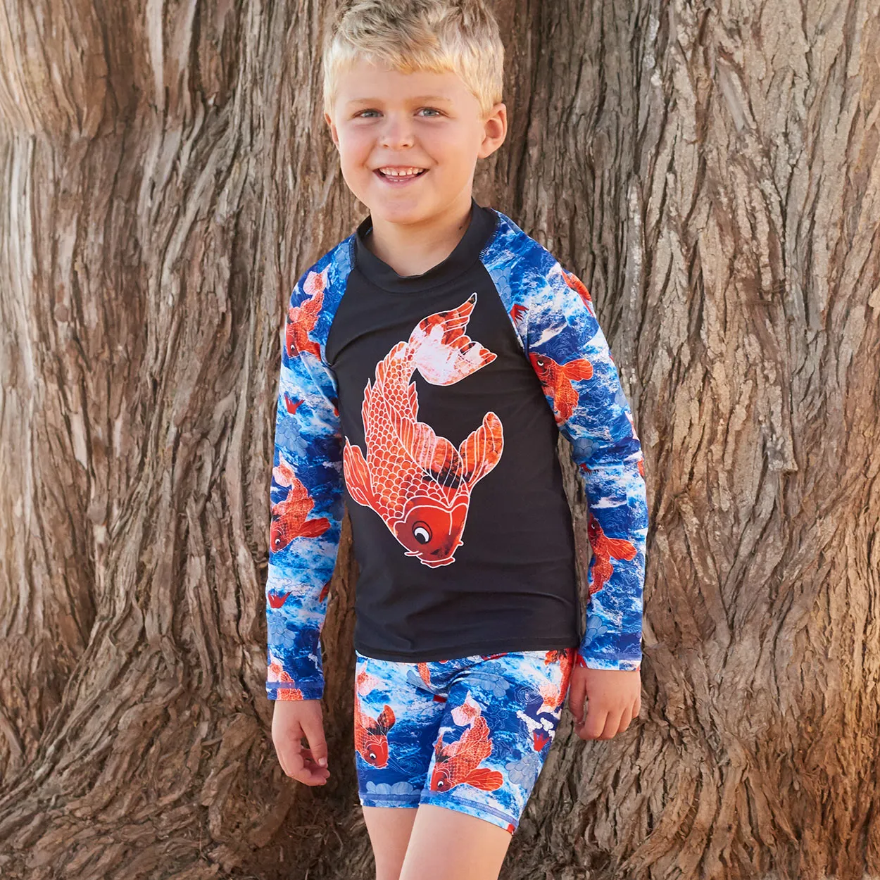 Koi Fish Long Sleeve Rash Guard Top UPF 50 