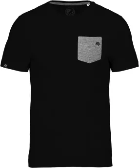 KRB K375 ― Herren Bio-Baumwolle T-Shirt mit Brusttasche - Schwarz / Grau Melange