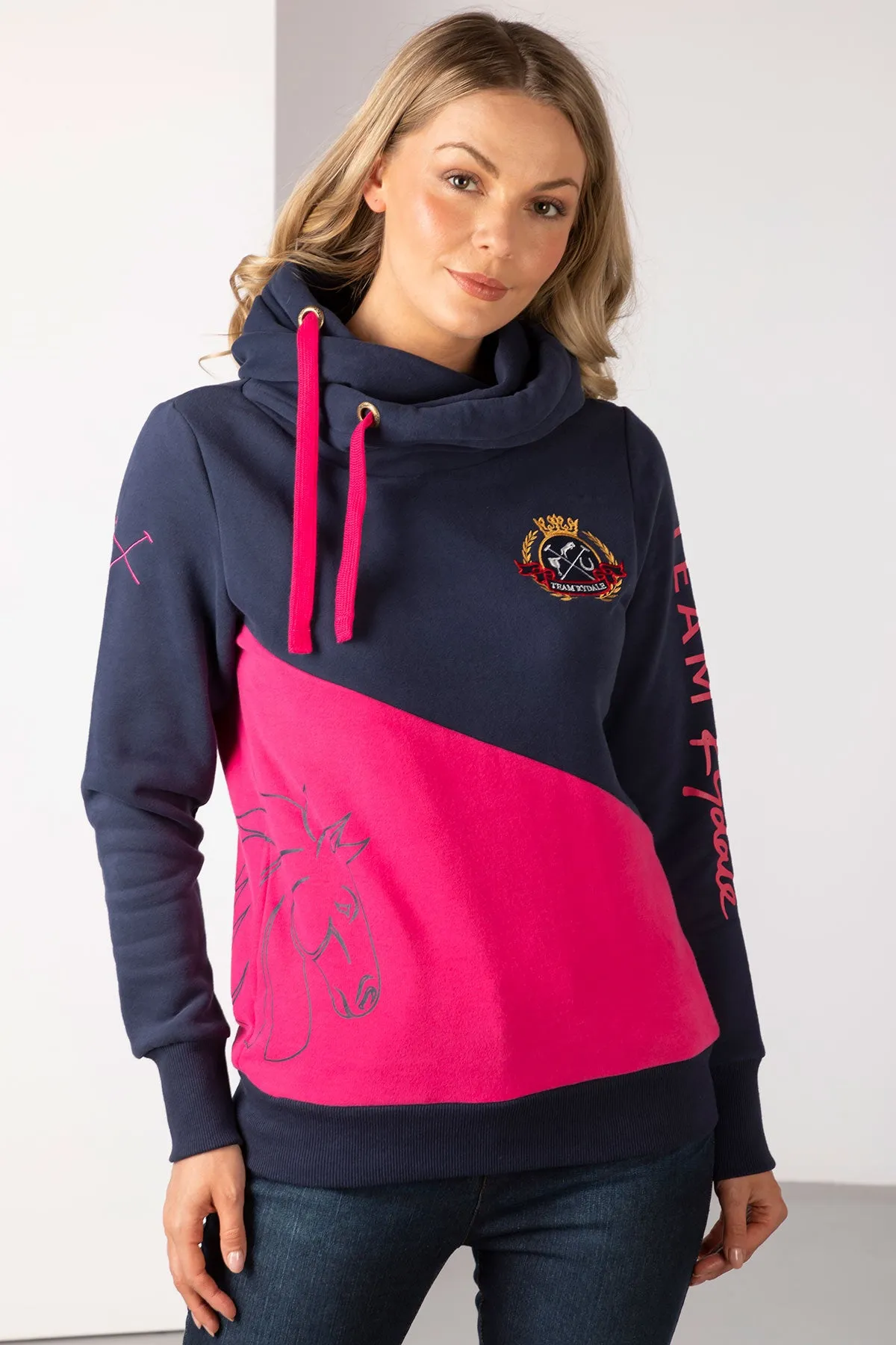 Ladies Diagonal Cross Neck Hoody