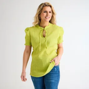 Ladies Tie Neck Crinkle Top