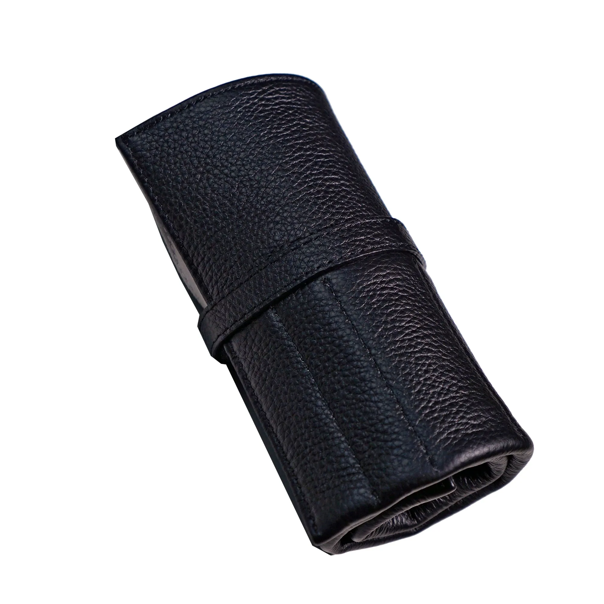 Leather Strap Roll in Black (10 Slots)