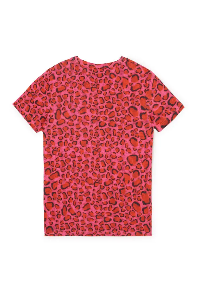 LEOPARD PRINT T-SHIRT - RED