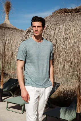 Light blue linen t-shirt - Made in Italy