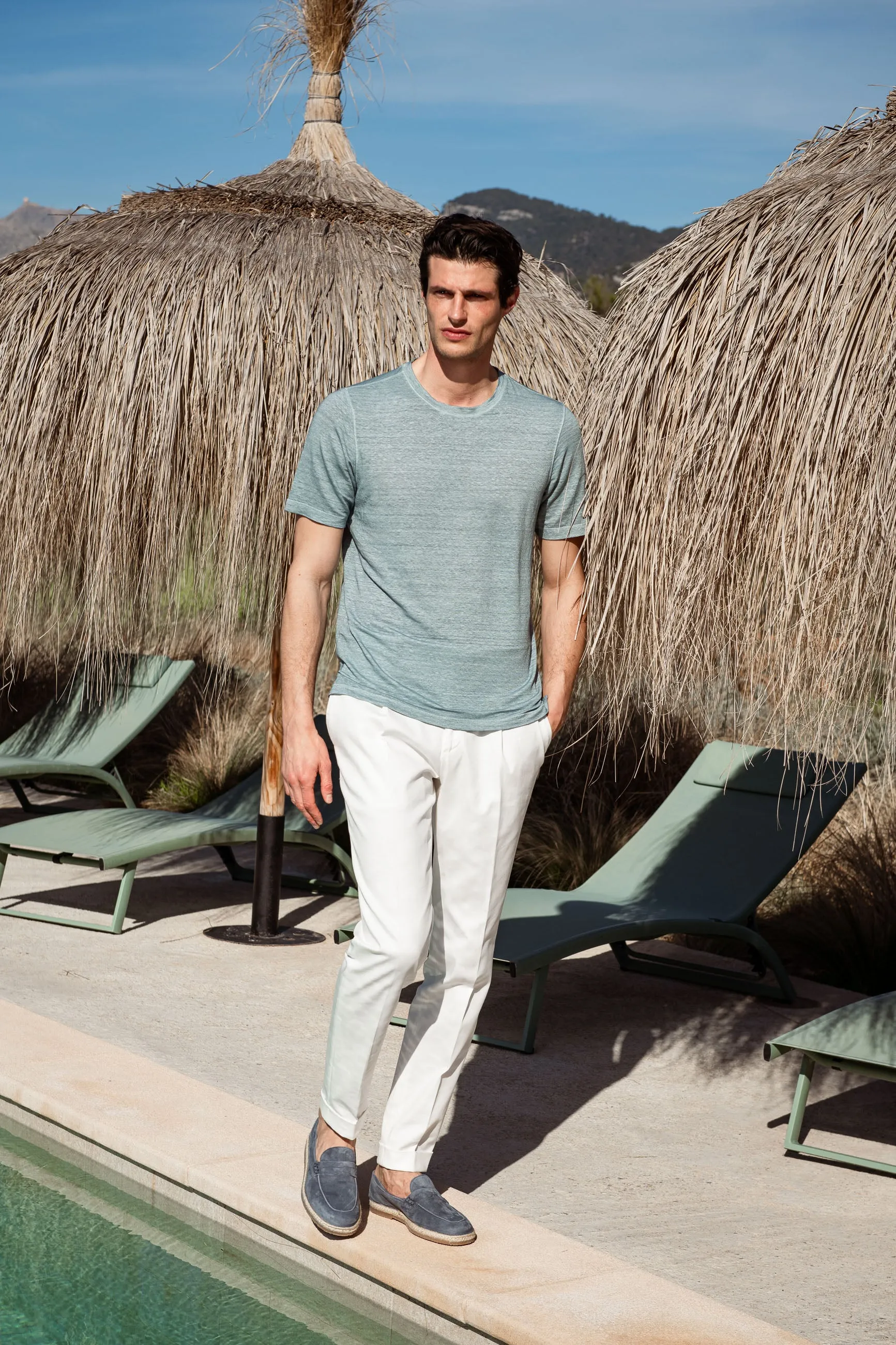 Light blue linen t-shirt - Made in Italy