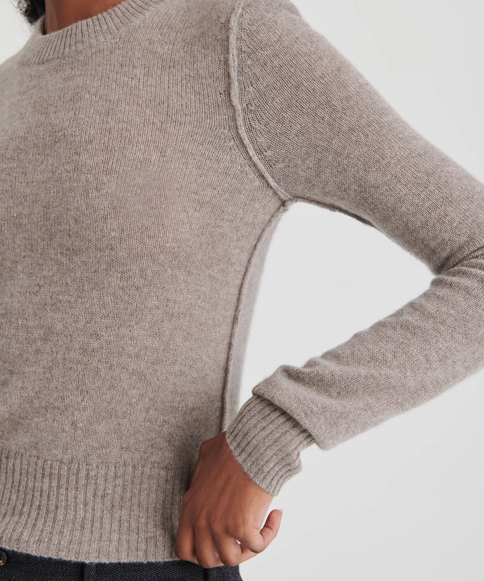 Lightweight Reversible Cropped Crewneck Sweater