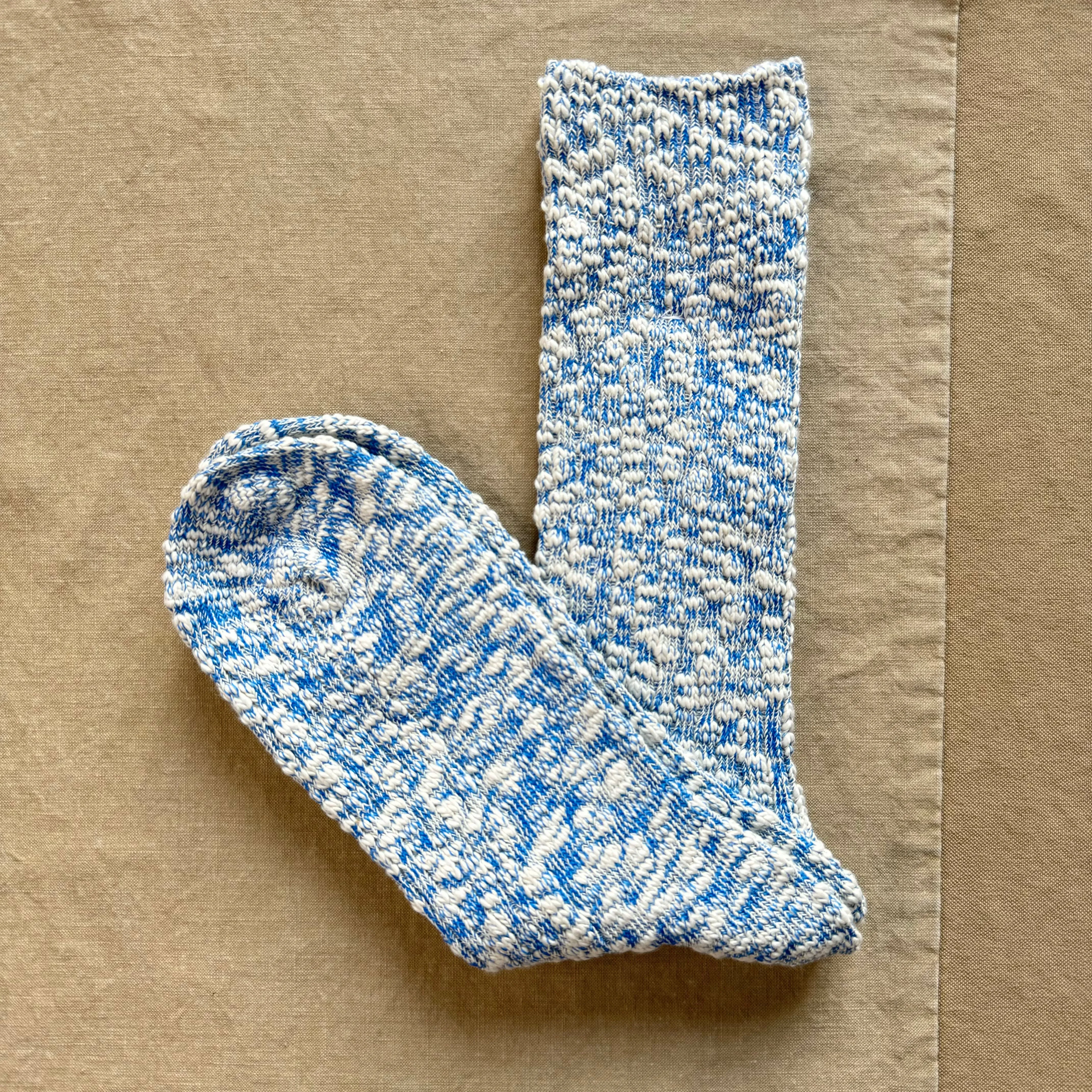 Lightweight Slub Crew Socks, Blue