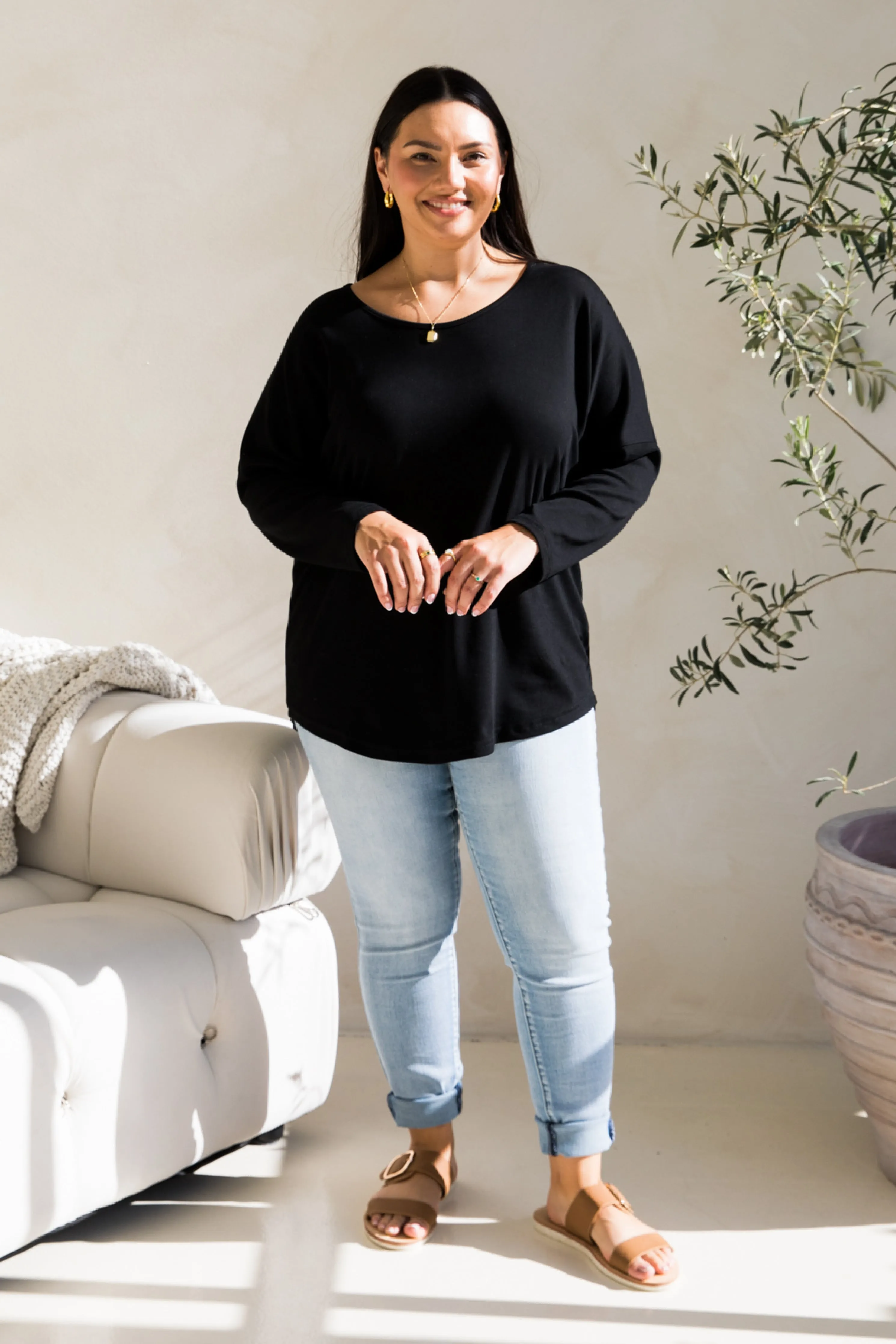 Long Sleeve Destiny Lounge Top in Black