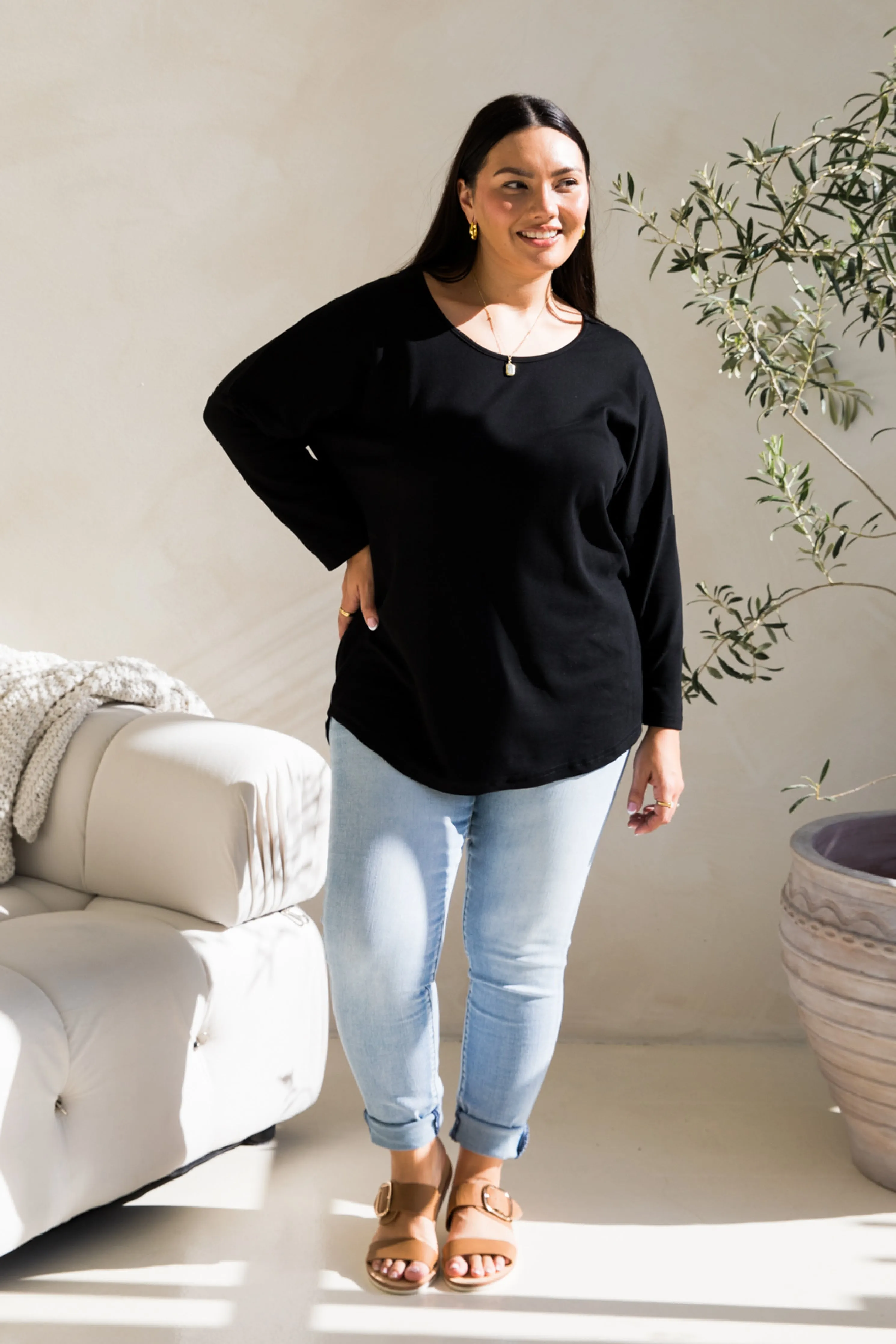 Long Sleeve Destiny Lounge Top in Black