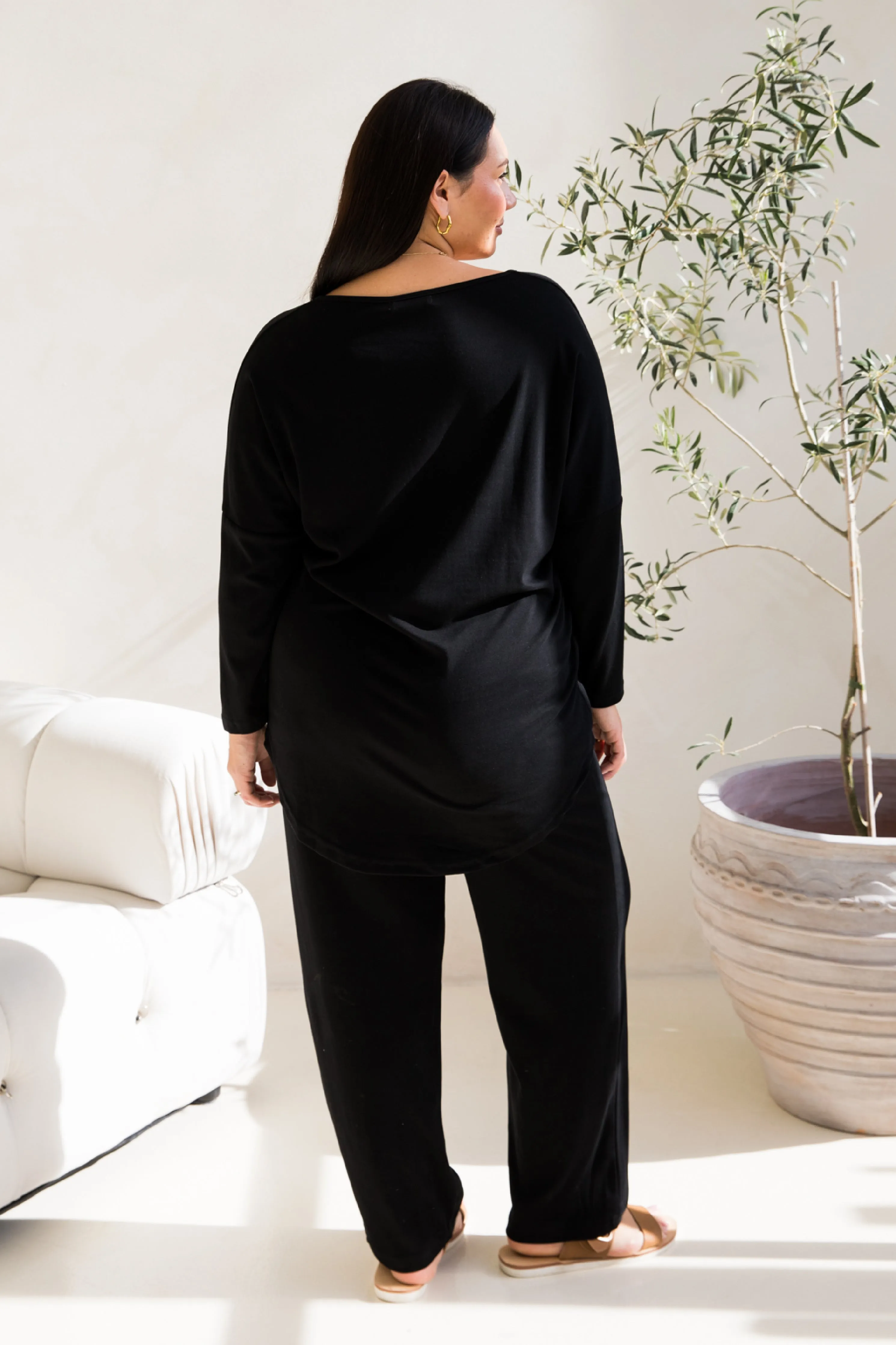 Long Sleeve Destiny Lounge Top in Black