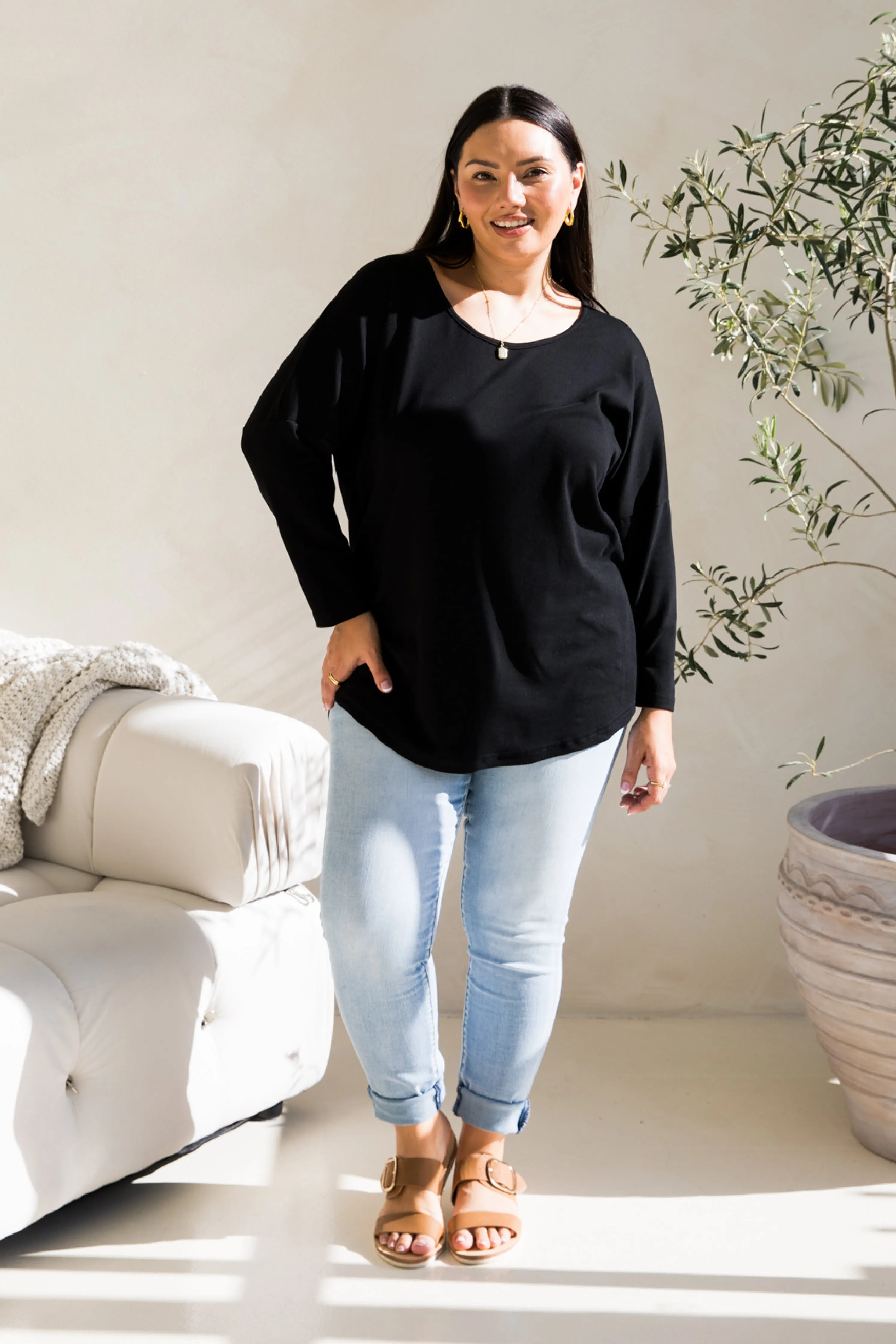 Long Sleeve Destiny Lounge Top in Black