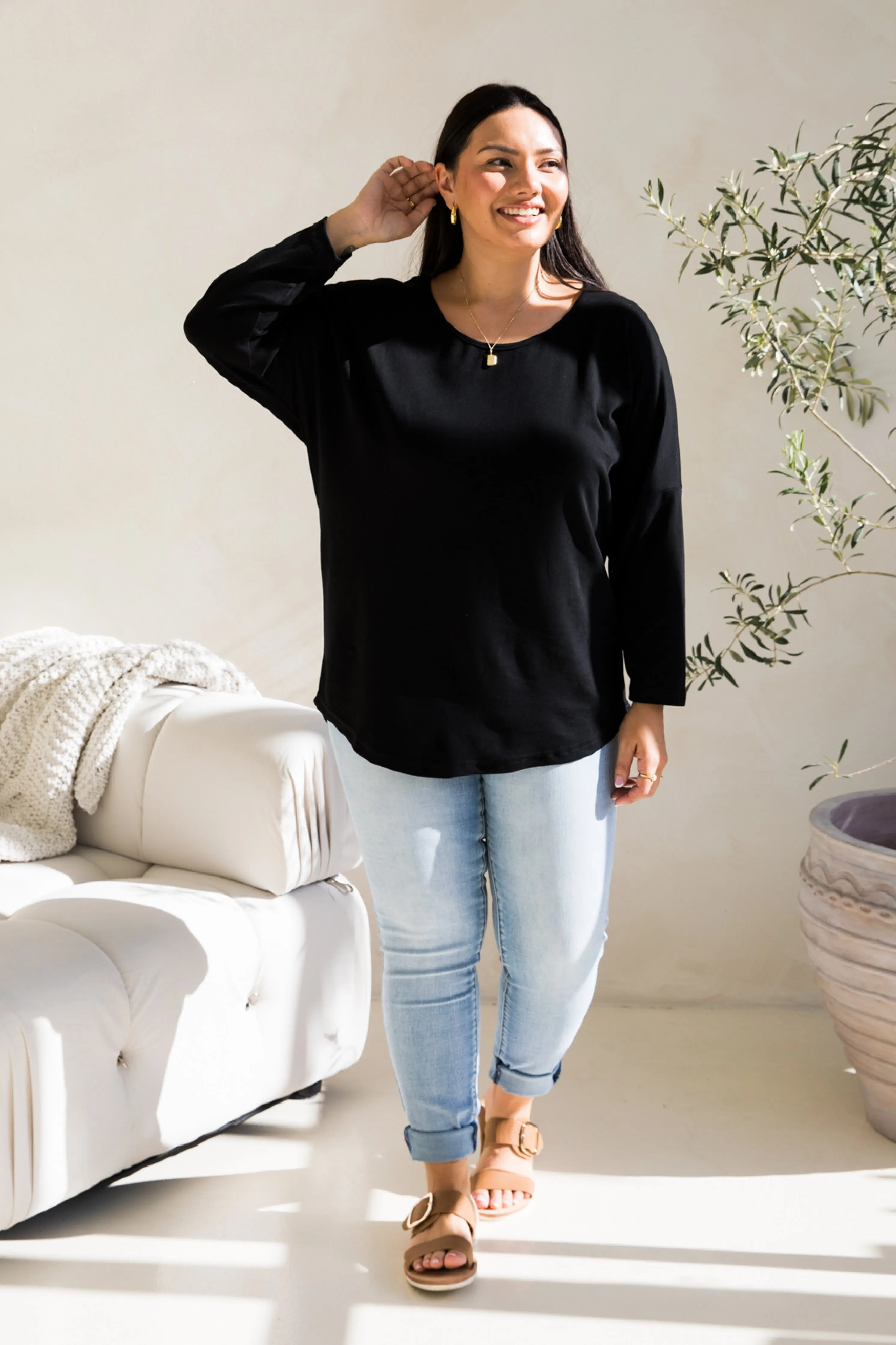 Long Sleeve Destiny Lounge Top in Black