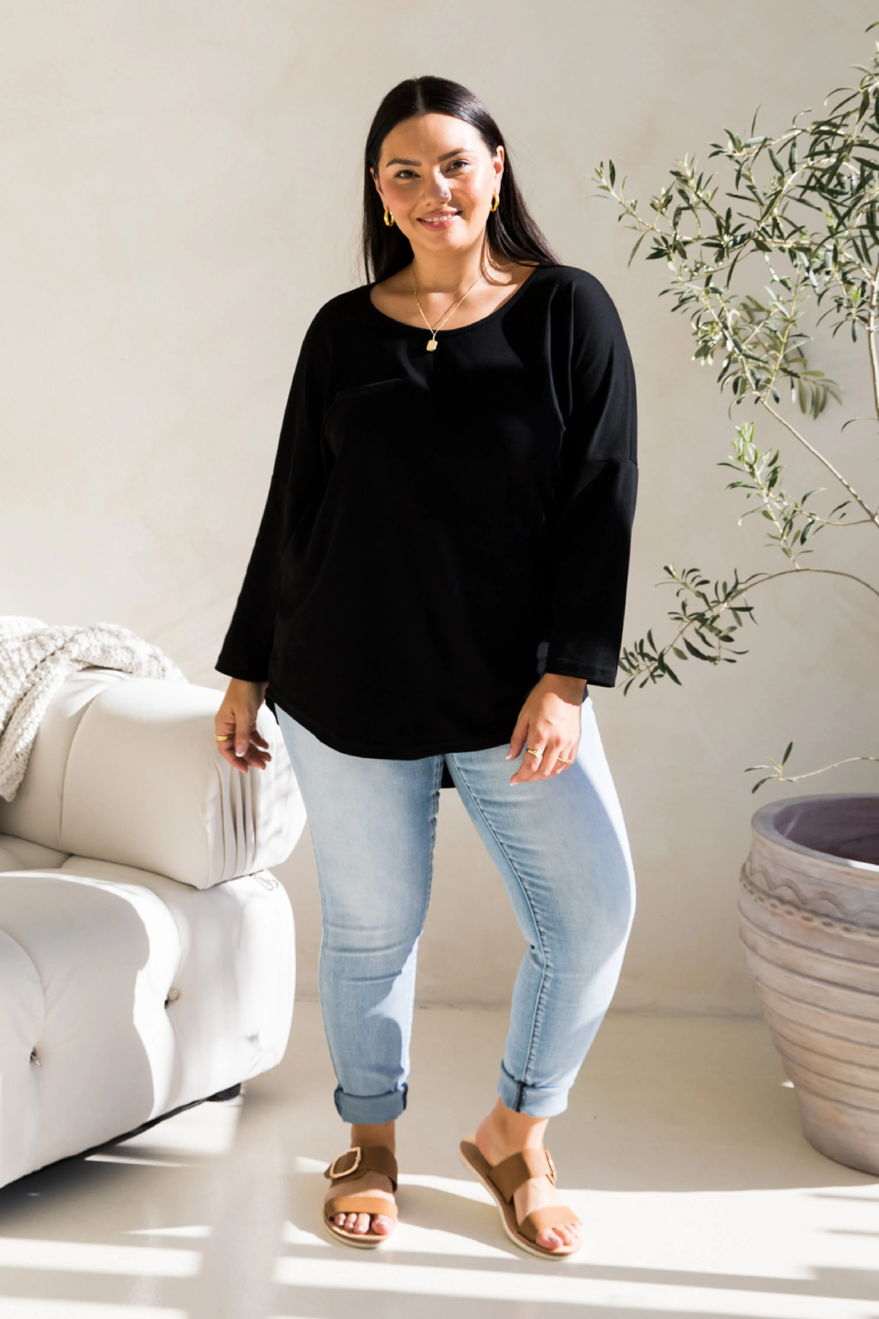 Long Sleeve Destiny Lounge Top in Black