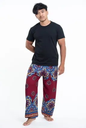 Lotus Mandalas Men's Harem Pants in Red