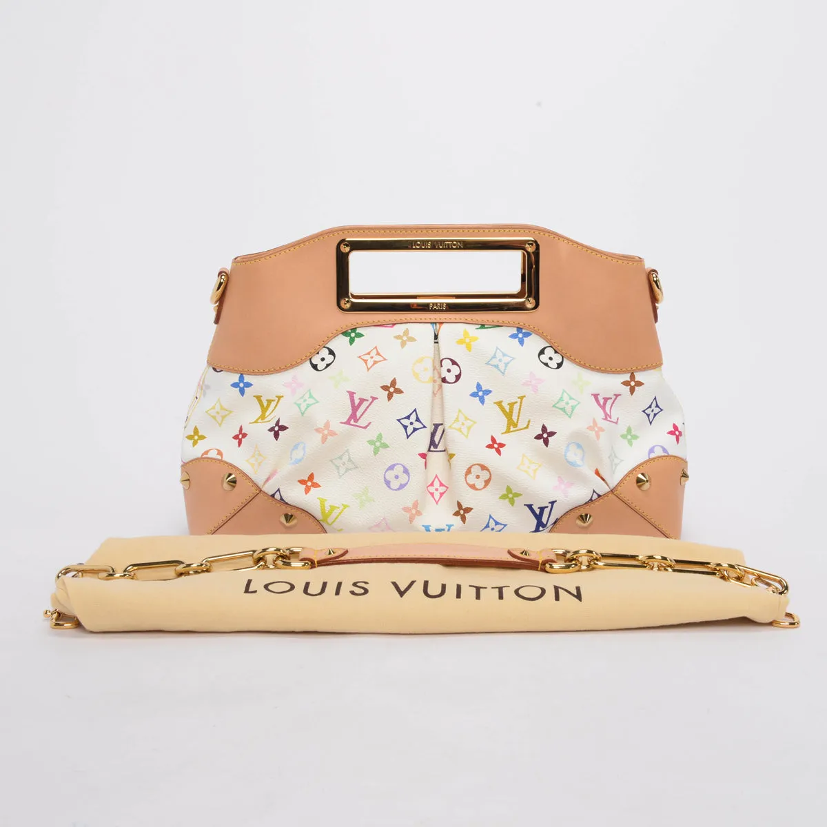 Louis Vuitton White Multicolore Monogram Judy MM Clutch