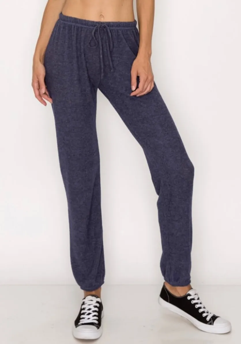 Lounge comfy and cozy pants with elastic drawstring pants with elastic at ankles