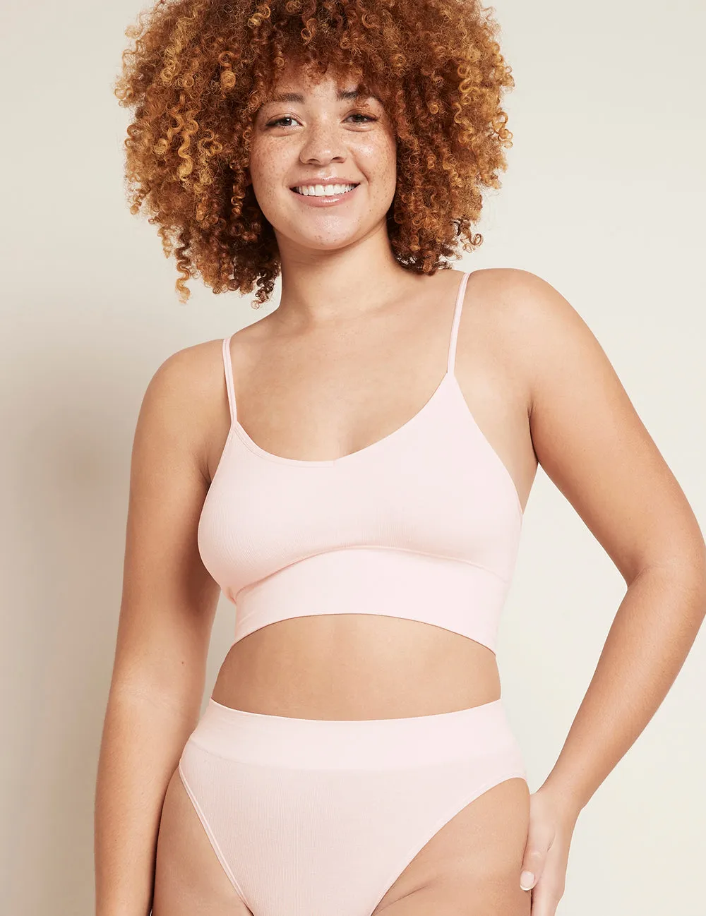 LYOLYTE Ribbed Low Back Bra - Powder Pink