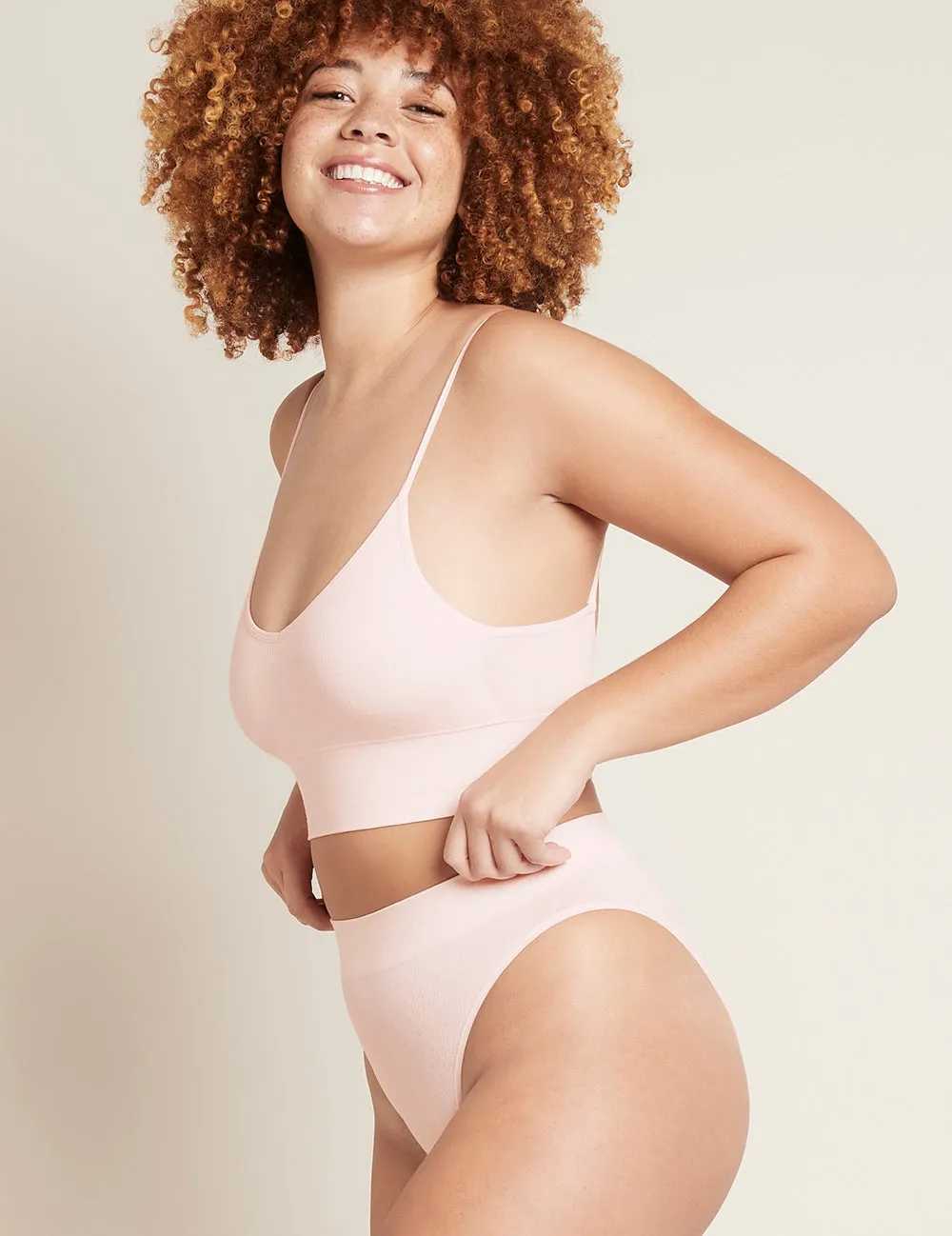 LYOLYTE Ribbed Low Back Bra - Powder Pink