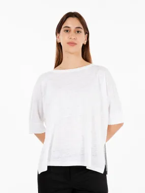 Maglia ampia maniche a kimono lino bianco