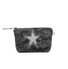 Makeup Bag: Black Camouflage