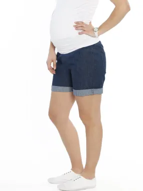 Maternity Summer Denim Short - Navy Blue