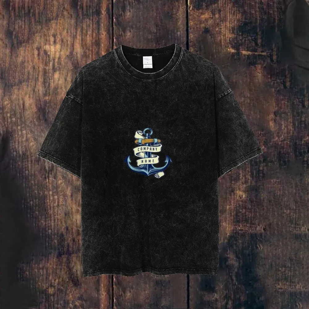 Mens Blue Anchor Print Tee