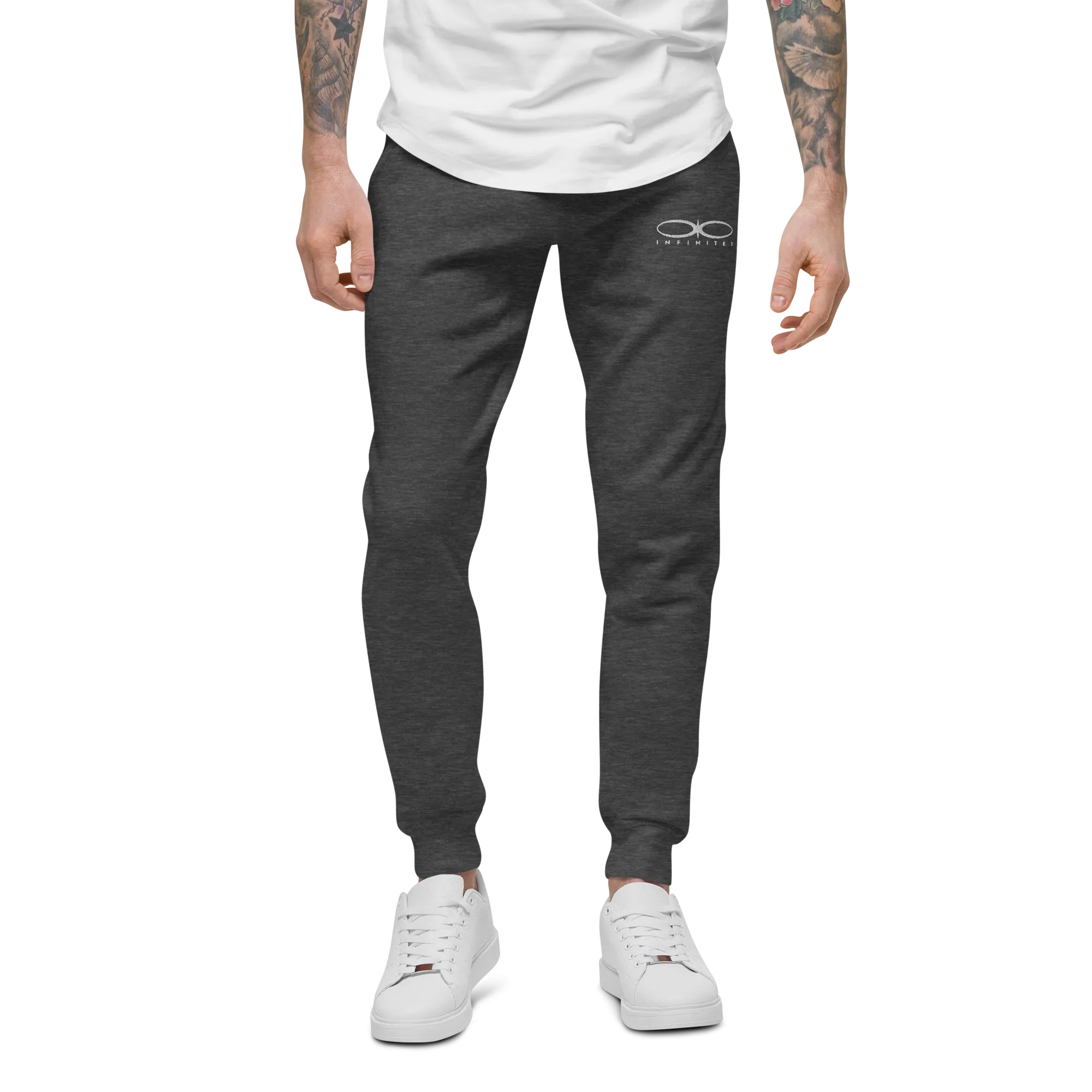 Men's Embroidered Logo Charcoal Heather Fleece Sweatpants