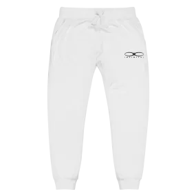 Men's Embroidered Logo White Fleece Sweatpants