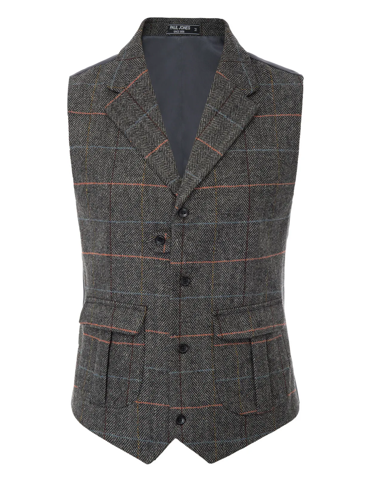 Mens Western Herringbone Suit Vest Tweed Wool Blend Slim Fit Casual Waistcoat