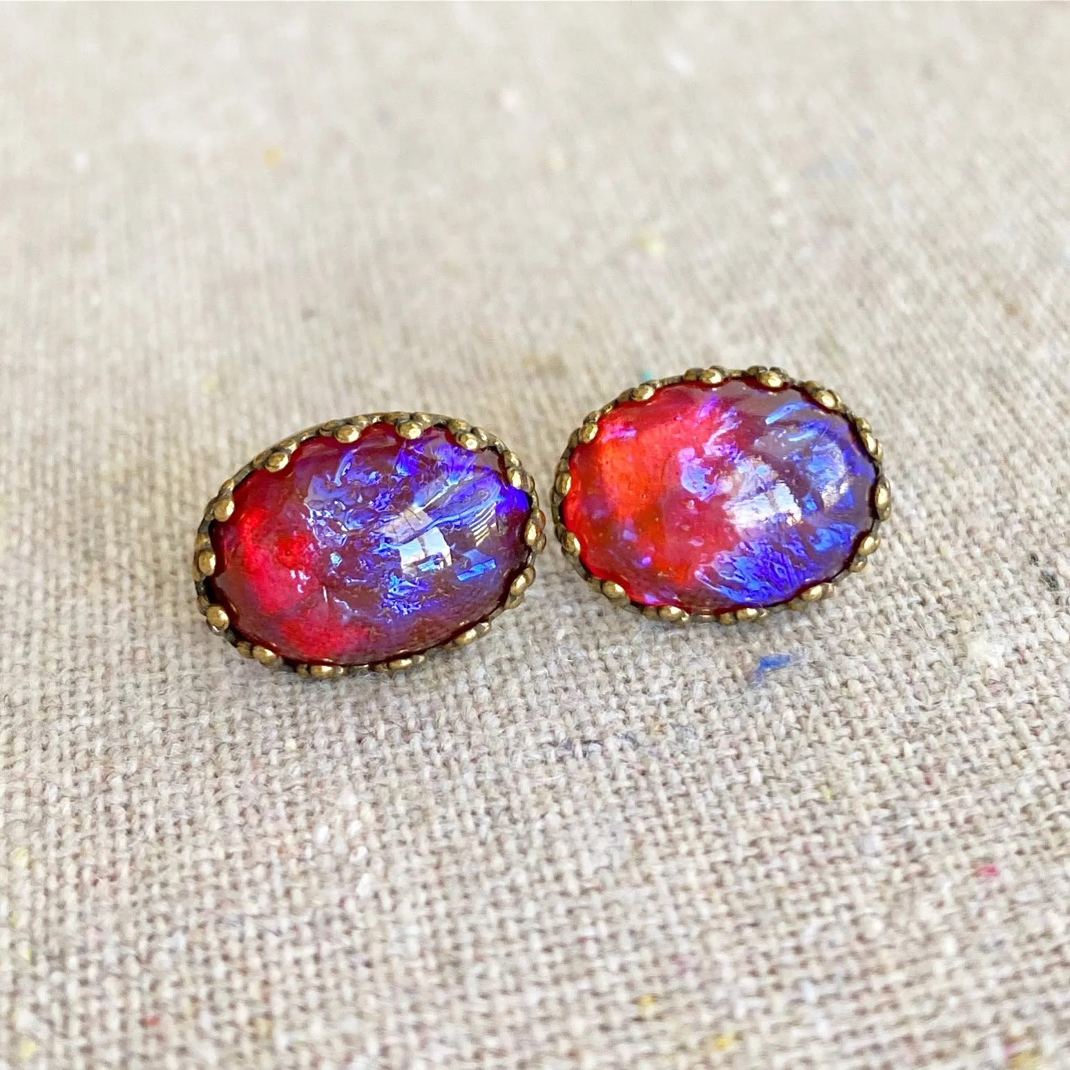 Mexican Opal Crown Earrings