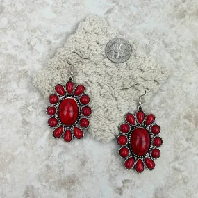 Natural Stone Oval Concho Earrings