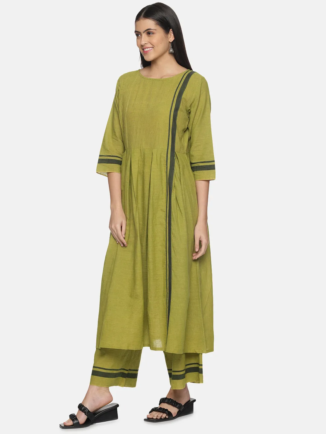 Olive Green Handloom Co-ord Set